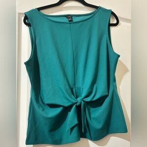Ann Taylor Teal Sleeveless Blouse Women's Size Large | Knot Tie Front Top